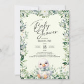 Goose with Bow Greenery Baby shower Uitnodiging (Voorkant)