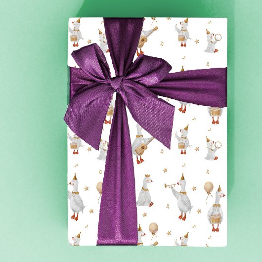 Goose Wrapping Paper, Goose Theme, Musical Goose Inpakpapier Vel