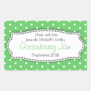 Gooseberry conserveer jam groen voedsellabel stick rechthoekige sticker