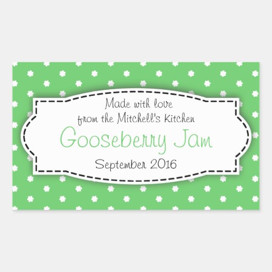 Gooseberry conserveer jam groen voedsellabel stick rechthoekige sticker (Voorkant)