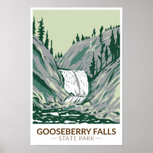 Gooseberry Falls State Park Minnesota Retro Poster