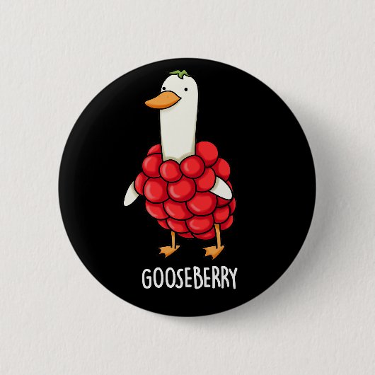 Gooseberry Funny Berry Pun Dark BG Ronde Button 5,7 Cm (Voorkant)
