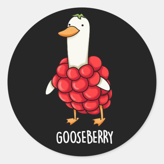 Gooseberry Funny Berry Pun Dark BG Ronde Sticker (Voorkant)
