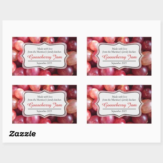 Gooseberry jam behouden rood label sticker (Vel)