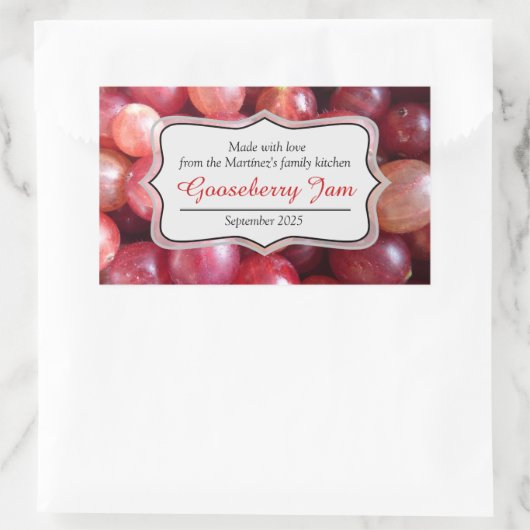 Gooseberry jam behouden rood label sticker (Tas)