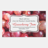 Gooseberry jam behouden rood label sticker (Voorkant)