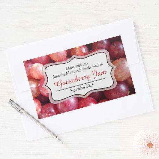 Gooseberry jam behouden rood label sticker (Envelop)
