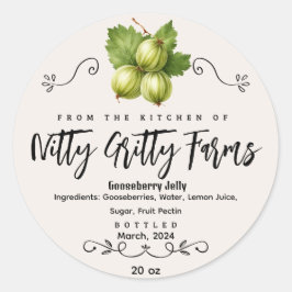 Gooseberry Jam Jelly conserveren aangepaste inblik Ronde Sticker