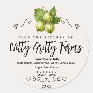 Gooseberry Jam Jelly conserveren aangepaste inblik Ronde Sticker