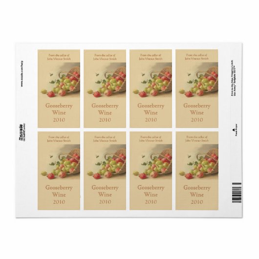 Gooseberry wijnfles etiket (Full Sheet)