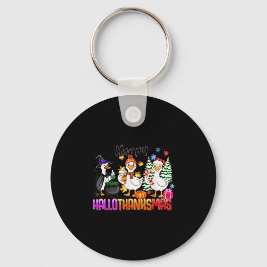 Gooses Halloween Thanksgiving Christmas Happy Hall Sleutelhanger (Voorkant)
