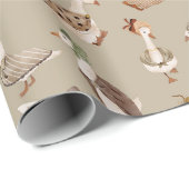 Goosey Gander Fancy Dress Geese, Brown Cadeaupapier (Rol Hoek)