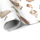 Goosey Gander Fancy Dress Geese, White Cadeaupapier (Rol Hoek)