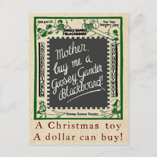"GOOSEY GANDER" KRIJTBORD VINTAGE KERST SPEELGOED FEESTDAGENKAART