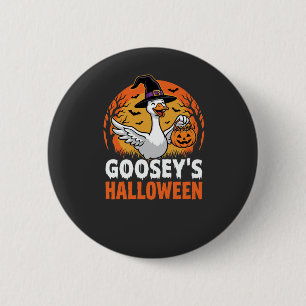 Gooseys Halloween Heks Gans Retro Cartoon Ontwerp Ronde Button 5,7 Cm