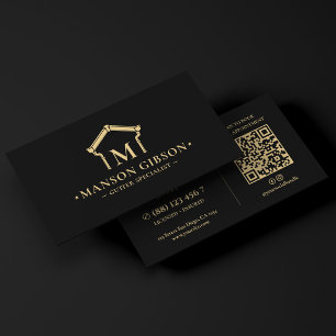 Gootcontractor Logo Zwart Modern QR Code Visitekaartje