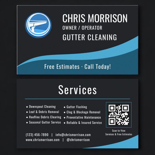 Gootreiniging Service QR Code Visitekaartje