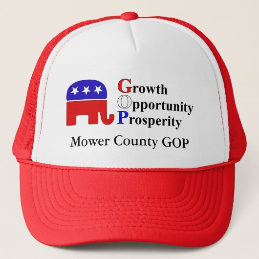 GOP Elephant Growth Opportunity Prosperity Trucker Pet (Voorkant)