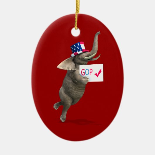 GOP Elephant Keramisch Ornament (Voorkant)