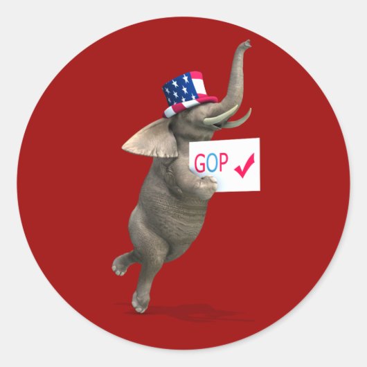GOP Elephant Ronde Sticker (Voorkant)