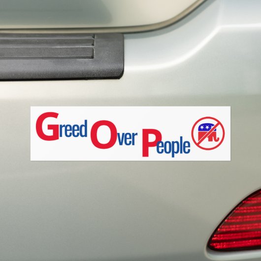 GOP = Greed Over People - Bumpersticker (Op auto)