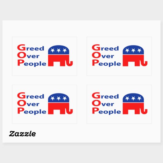 GOP - hebzucht boven mensen Rechthoekige Sticker (Vel)