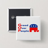 GOP - Hebzucht over Mensen Vierkante Button 5,1 Cm (Voorkant /achterkant)