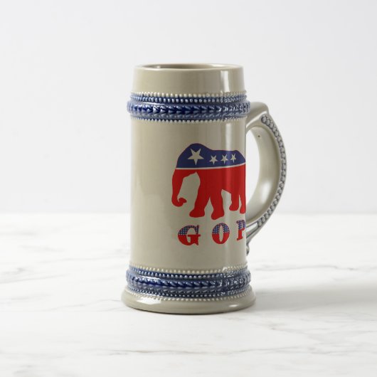 GOP - Rood, wit en blauw olifant Bierpul (Voorkant rechts)
