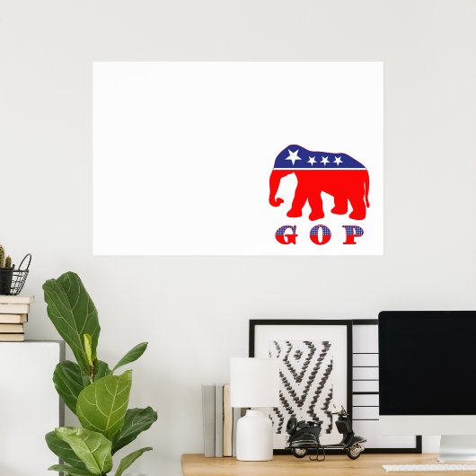 GOP - Rood, wit en blauw olifant Poster (Thuiskantoor)