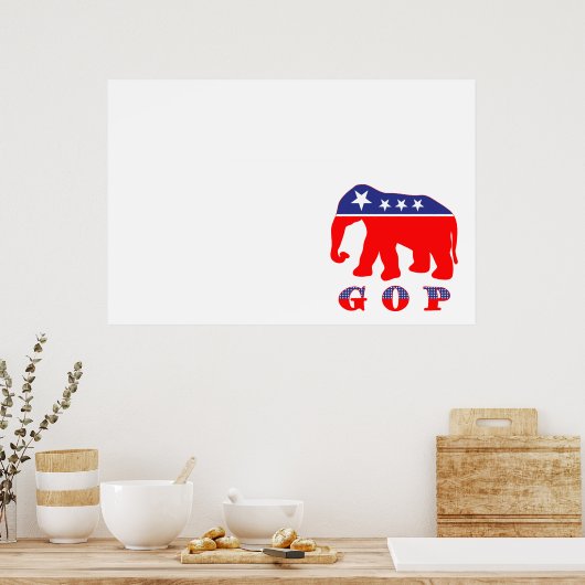 GOP - Rood, wit en blauw olifant Poster (Keuken)