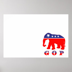 GOP - Rood, wit en blauw olifant Poster