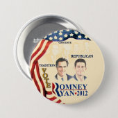 GOP-traditie:Romney Ryan Ronde Button 7,6 Cm (Voorkant /achterkant)