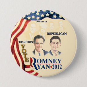 GOP-traditie:Romney Ryan Ronde Button 7,6 Cm