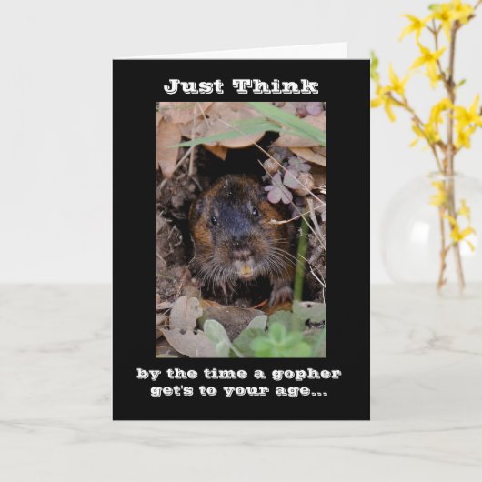 Gopher Birthday Kaart (Gele Bloem)