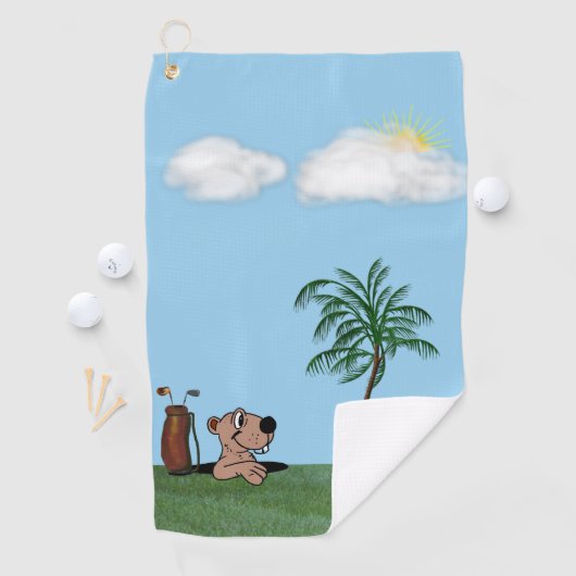 Gopher- en palmboom op funny Golf-handdoek Golfhanddoek (Insitu)