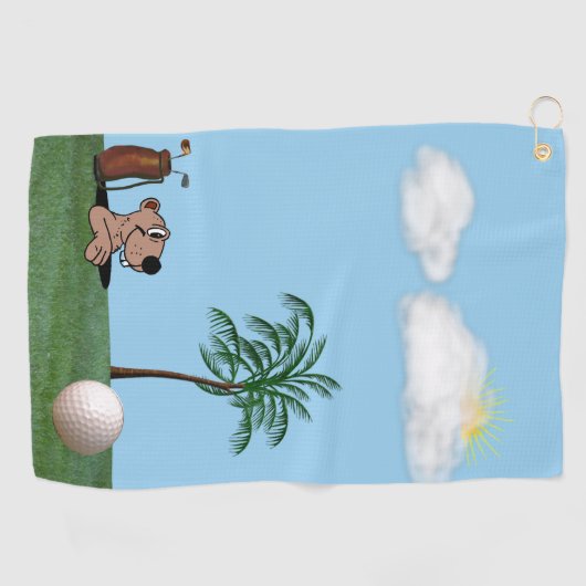 Gopher- en palmboom op funny Golf-handdoek Golfhanddoek (Horizontaal)