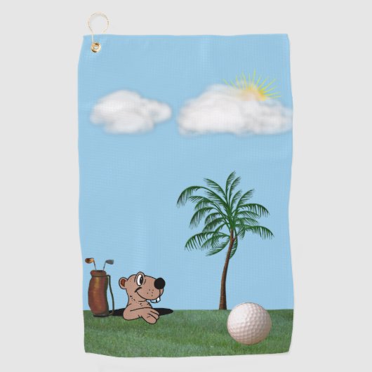 Gopher- en palmboom op funny Golf-handdoek Golfhanddoek (Voorkant)