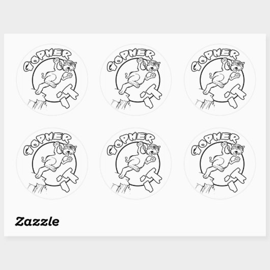 GOPHER IT-stickers Ronde Sticker (Vel)