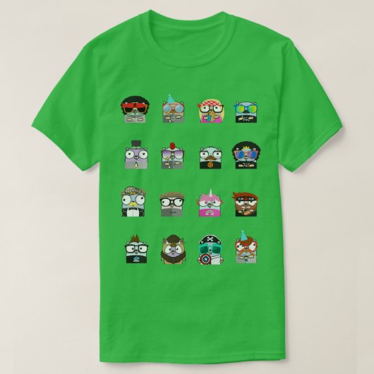gophers golang sticker pack t-shirt (Design voorkant)