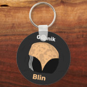 Gopnik Blin | Niveau-up Button Gold Sleutelhanger (Voorkant)