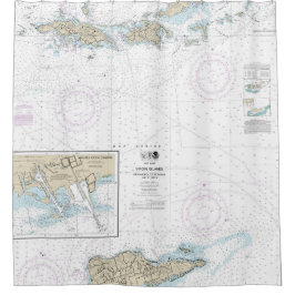 Gorda naar St Thomas en St Croix nautische kaart Douchegordijn