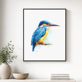 Gordel IJsvogel Aquarel Kunstwerk Canvas Afdruk
