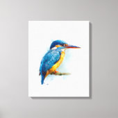 Gordel IJsvogel Aquarel Kunstwerk Canvas Afdruk (Voorkant)