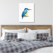 Gordel IJsvogel Aquarel Kunstwerk Canvas Afdruk (Insitu (Slaapkamer))