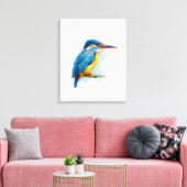 Gordel IJsvogel Aquarel Kunstwerk Canvas Afdruk (Insitu (Woonkamer))