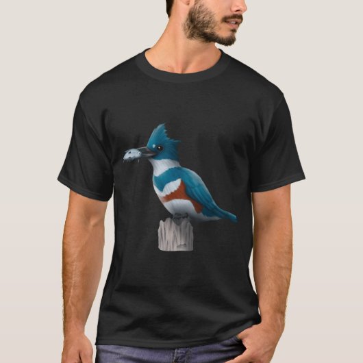 Gordel IJsvogel Met Vis T-shirt (Voorkant)
