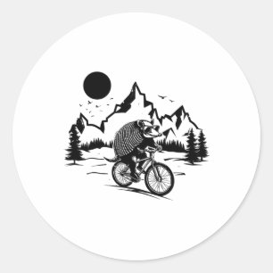 Gordeldier Fietst Mountainbike Vintage Stijl A Ronde Sticker