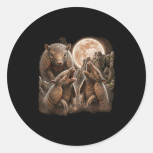 Gordeldier huilende maan ontwerp grappig dier ronde sticker