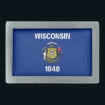 Gordelgesp met vlag van de staat Wisconsin Gesp<br><div class="desc">Voeg een vleugje Wisconsin trots toe aan je outfit met onze exclusieve riemgesp met de vlag van Wisconsin! Gemaakt met zowel stijl als duurzaamheid in het achterhoofd, is deze riemgesp meer dan alleen een functioneel accessoire; het is een viering van het erfgoed en de culturele trots van Wisconsin. Het opvallende...</div>