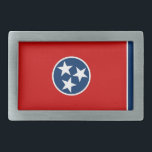 Gordelgesp met vlag van Tennessee Gesp<br><div class="desc">Voeg een vleugje Tennessee trots toe aan je garderobe met onze riemgesp met de vlag van Tennessee! Vervaardigd met aandacht voor detail, toont deze riemgesp trots de iconische vlag van Tennessee. De vlag heeft een karmozijnrode achtergrond met in het midden een blauwe cirkel met daarin drie witte sterren. Deze sterren...</div>